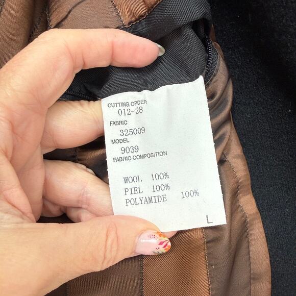 Torras Wool Leather Trim Jacket Black L Plaid Lined Spain Luxury Coat - Picture 5 of 9